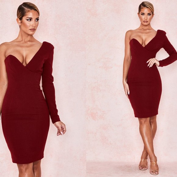 House of CB Dresses & Skirts - House of CB ‘Caprice ‘ One Shoulder Wine Dress NWOT